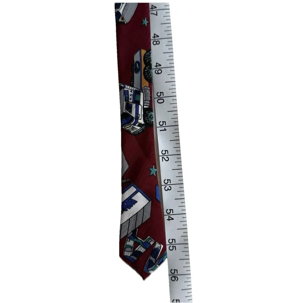 Vintage WALMART Men's Neck Tie Company B Maroon Necktie Semi Trucks